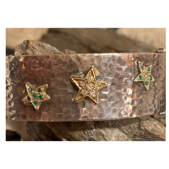 18K Gold, Sterling Silver and Multi Precious Stone Bracelet - Picture 10 of 11